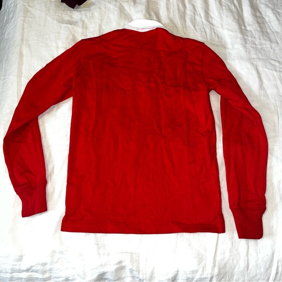 Warm & Wonderful Cropped Sheep Rugby Polo Top in Diana Red - Picture 5 of 13